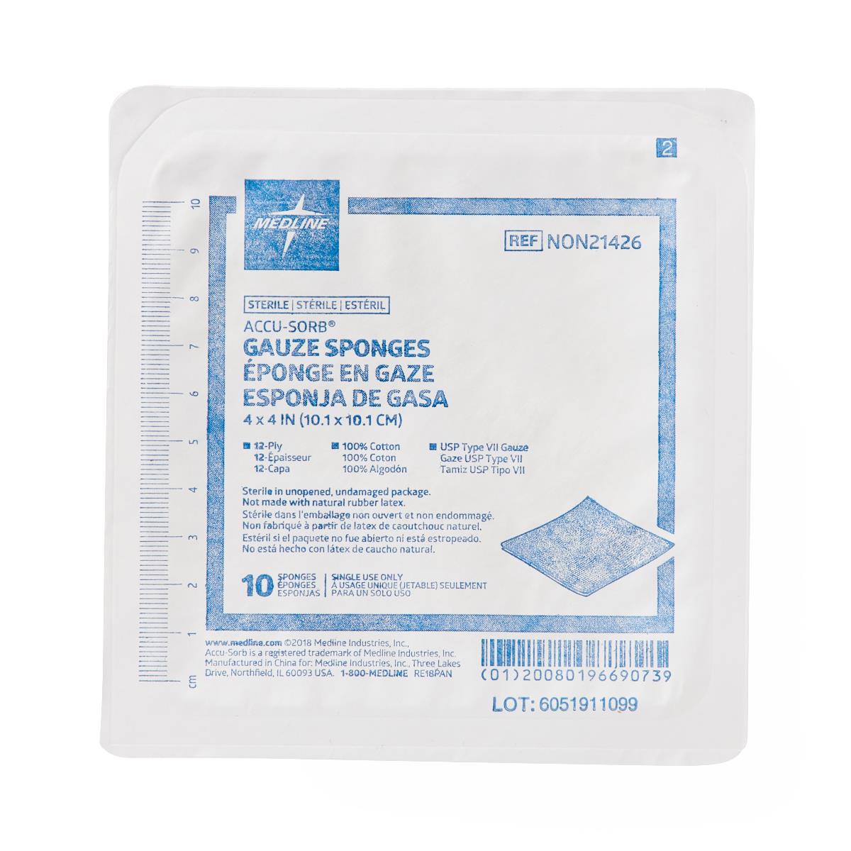 Sterile Cotton Woven Gauze Sponges 12-Ply - Medical Grade Wound Dressing for First Aid, Surgery & Nursing Care (Various Sizes)