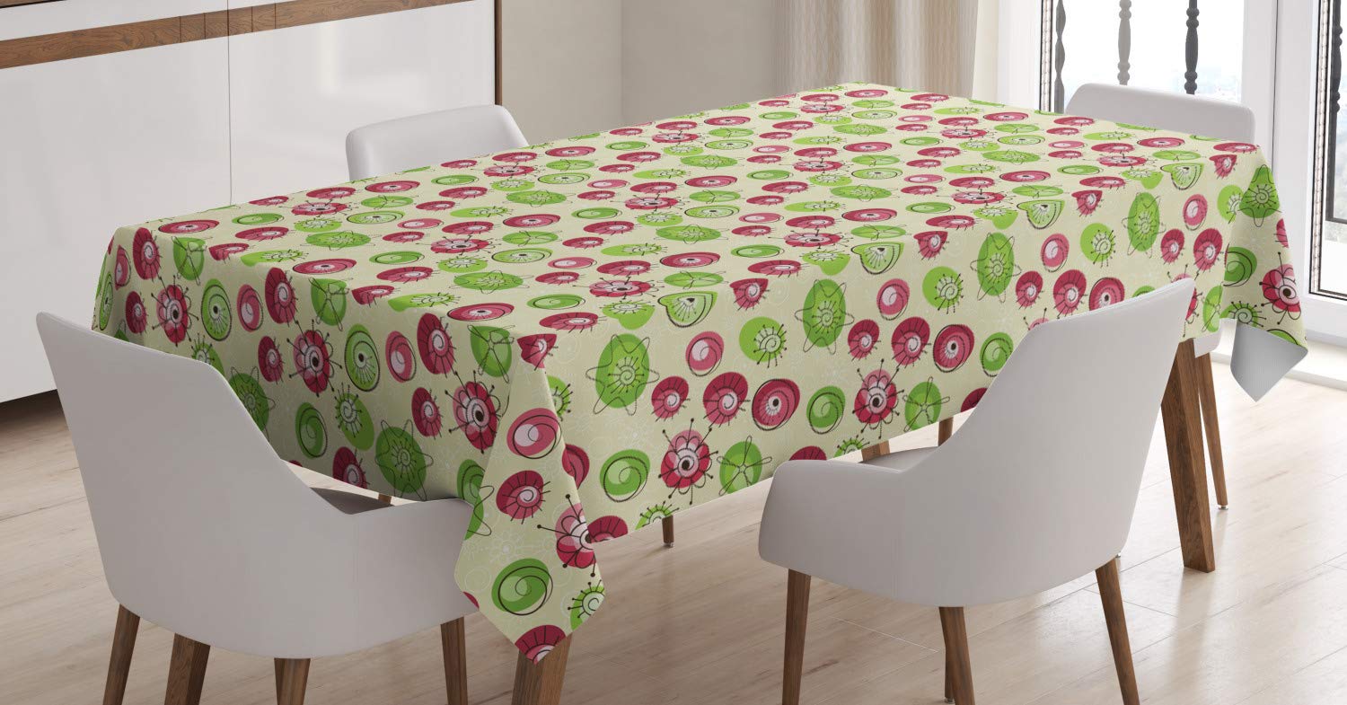 Ambesonne Abstract Tablecloth - Surreal Floral Round Snail Egg Design, Spring Themed Rectangular Table Cover for Dining Room & Kitchen Decor, 60x90 Inches, Multicolor | Perfect for Spring Parties, Easter Decorations & Boho Home Styling