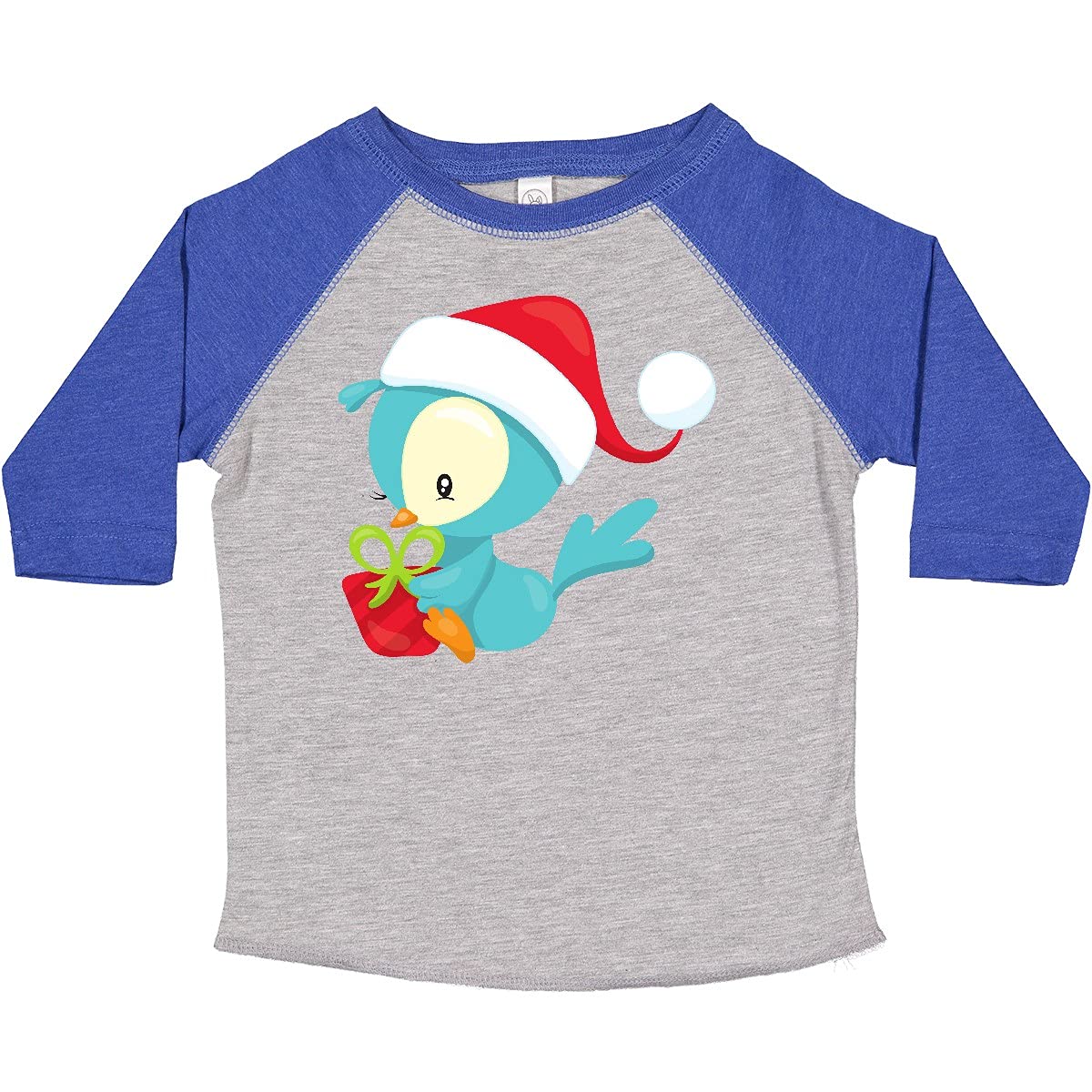 Inktastic Christmas Bird with Santa Hat - Cute Holiday Toddler T-Shirt for Boys & Girls | Perfect Xmas Gift for Kids, Family Gatherings & Festive Parties