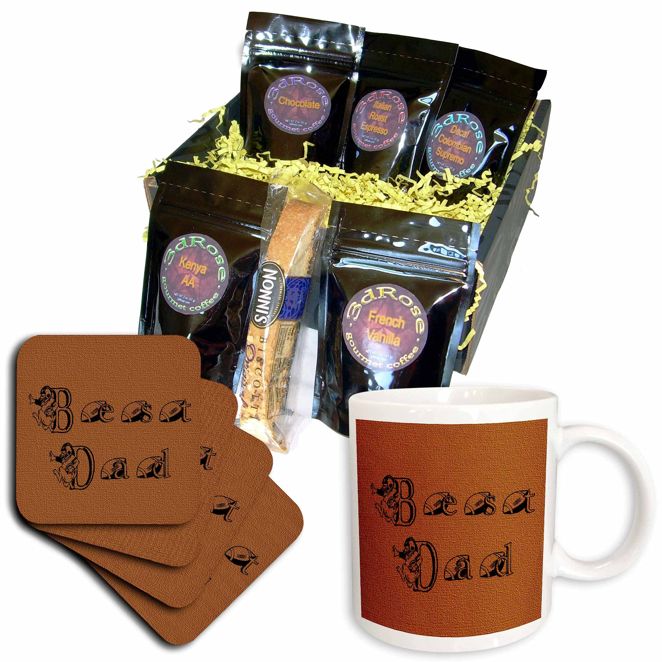 Best Dad Football Themed Coffee Gift Basket - 3dRose cgb_17276_1 Multicolor - Perfect for Father's Day, Birthday & Sports Fan Gifts