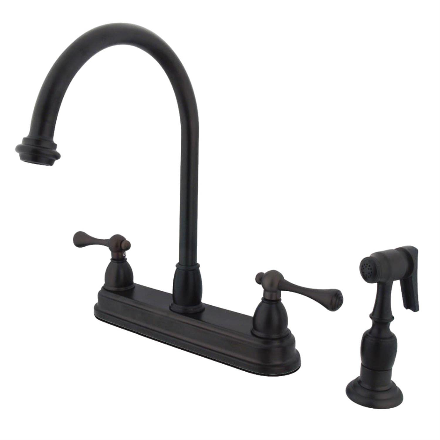 Kingston Brass KB3755BLBS Vintage Kitchen Faucet with Brass Sprayer - 8.5 Inch Oil Rubbed Bronze Finish - Perfect for Farmhouse, Rustic, or Traditional Style Kitchens