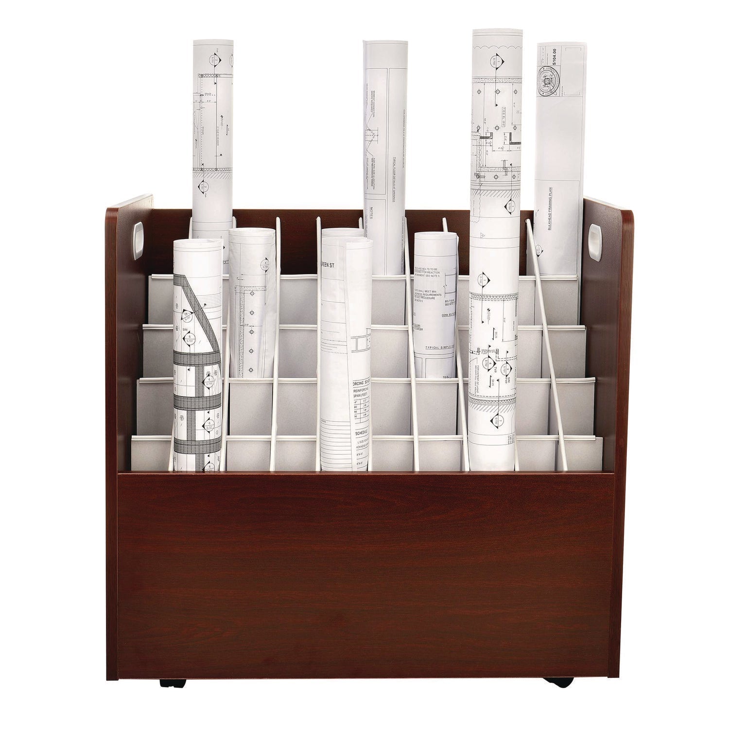 AdirOffice 50 Compartment Mobile Wood Blueprint File Storage Organizer - 30