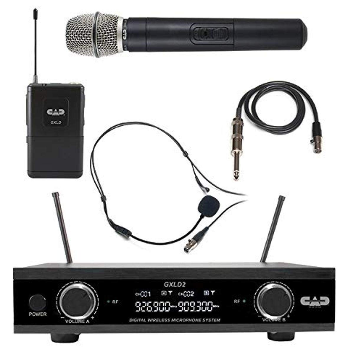 CAD Audio GXLD2HBAH Digital Wireless Microphone System - Handheld & Bodypack Combo (AH Frequency Band) for Live Performances, Public Speaking & Studio Recording