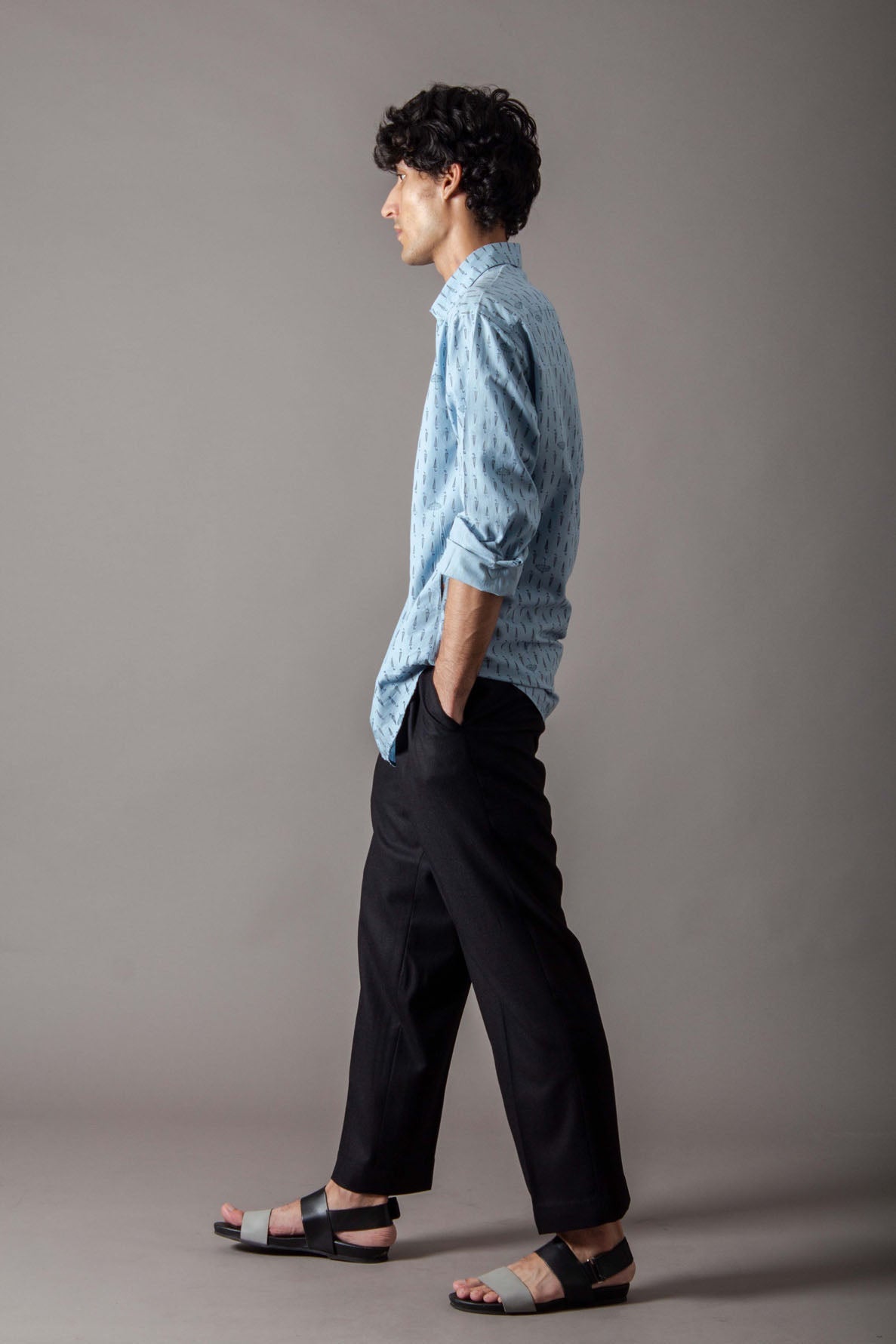 Classic Blue Handwoven Cotton Shirt Umbrella - Perfect for Outdoor Events, Weddings & Beach Trips