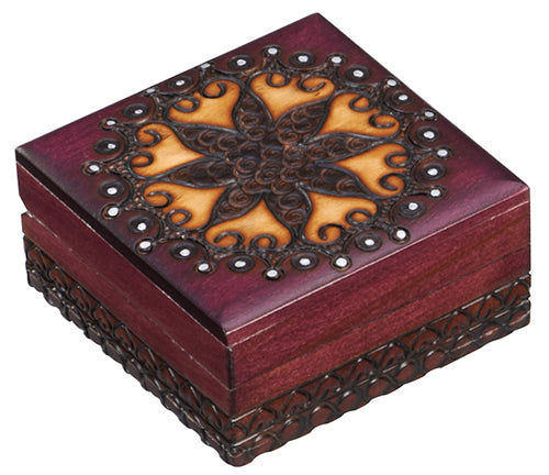 Handcrafted Burgundy Star Carved Wooden Jewelry Box - Perfect for Gift Giving, Home Decor & Organizing Small Treasures