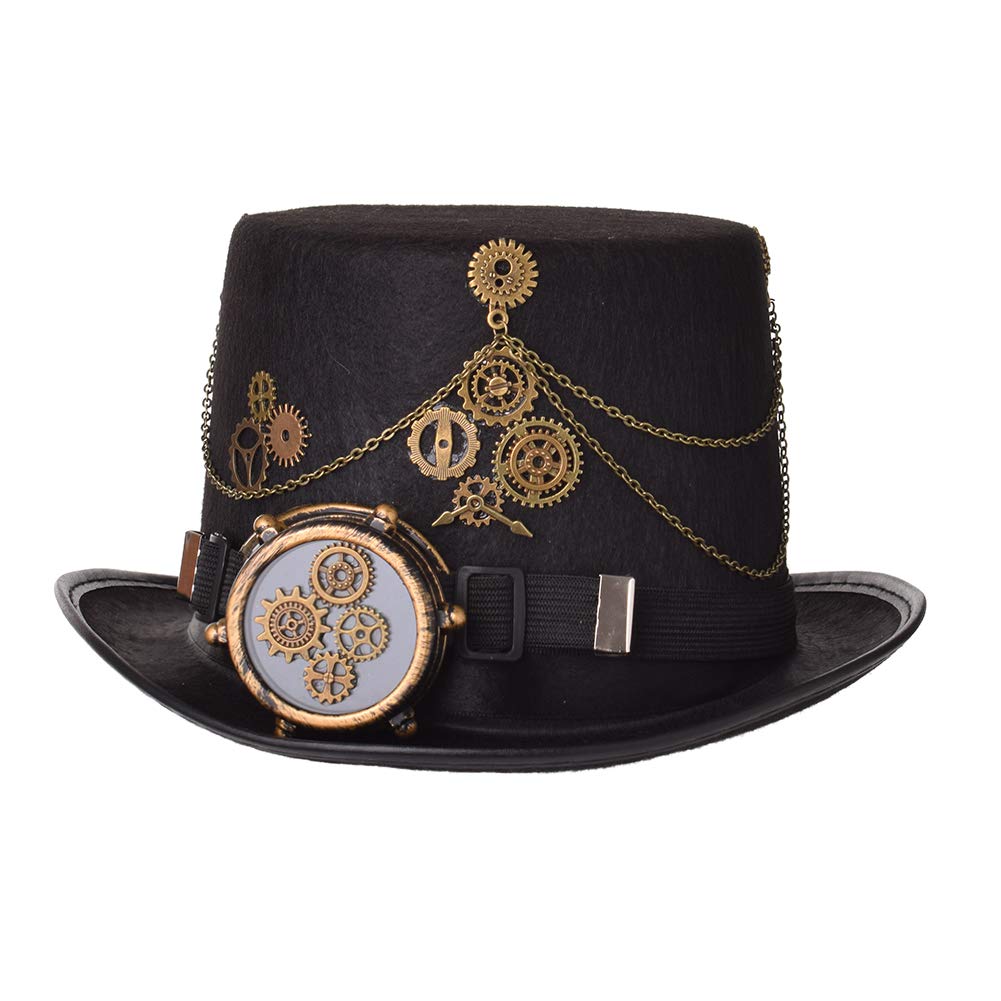 Steampunk Top Hat with Goggles for Women & Men - Victorian Gothic Halloween Costume Accessory - Perfect for Cosplay, Halloween Parties, and Themed Events
