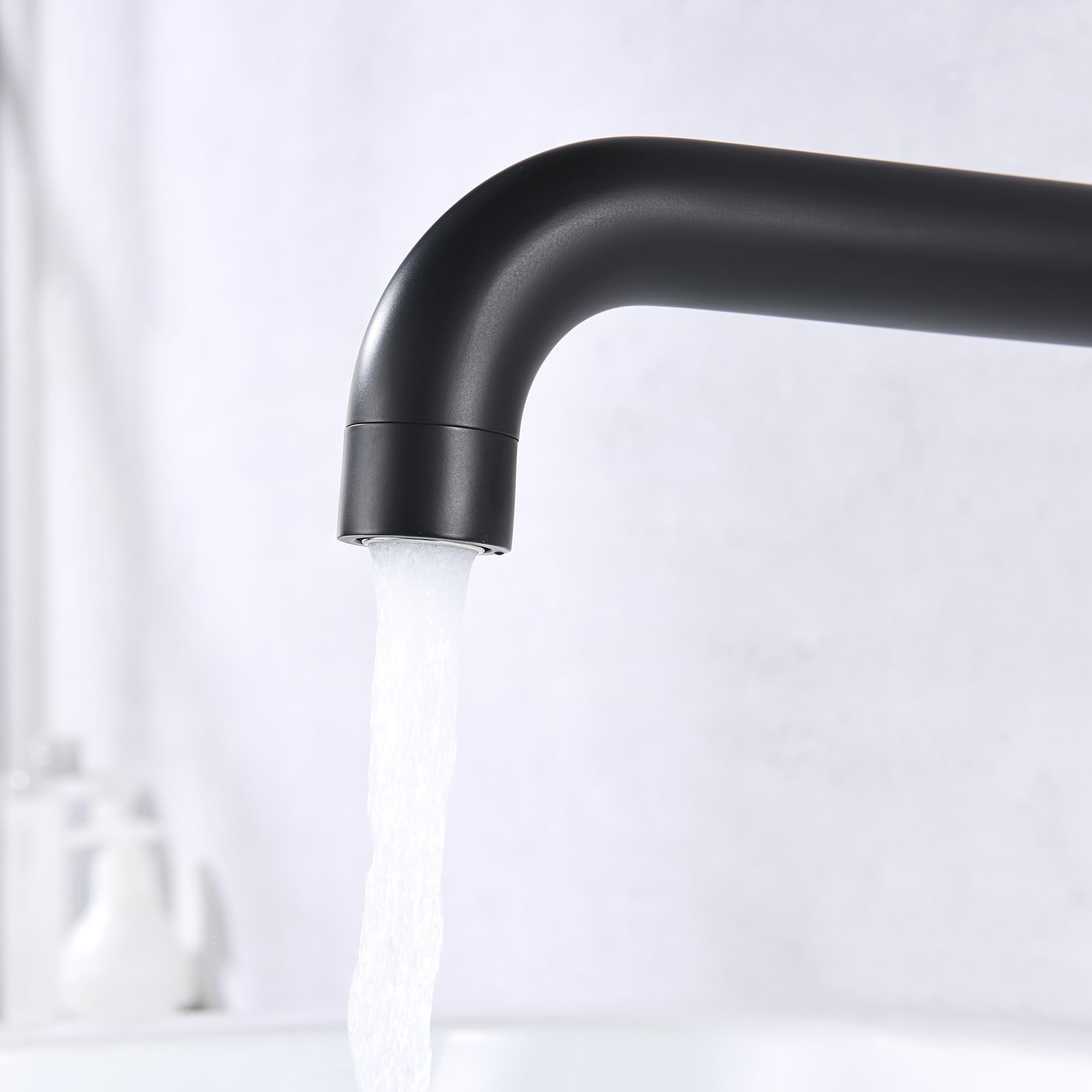 SUMERAIN Black and Gold Wall Mount Tub Faucet with 2 Cross Handles - Long Spout High Flow Bathroom Fixture for Vintage & Modern Homes