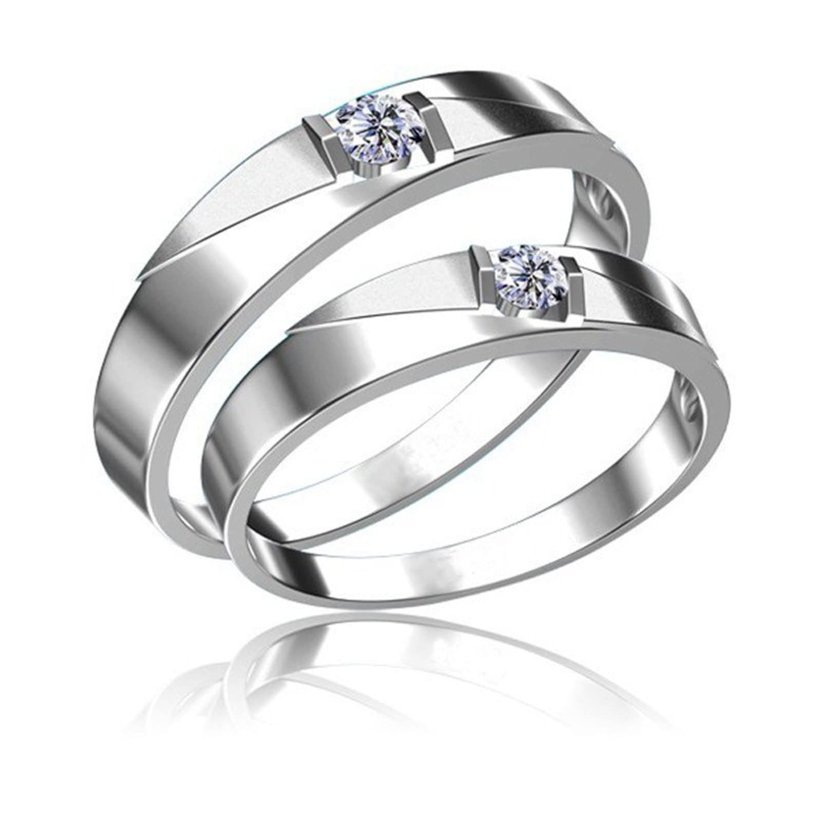 Diamond Matching Couples Rings for Him and Her - Sterling Silver/10K/14K/18K Wedding Promise Rings with Free Engraving | Perfect for Anniversaries, Engagements & Romantic Gifts