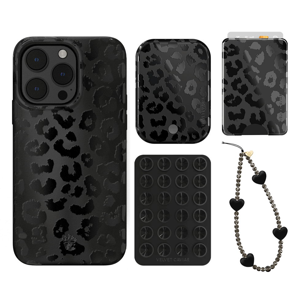 Black Leopard Print iPhone Case with Wallet Holder - Stylish & Functional Phone Accessory for Women & Men | Perfect for Everyday Use, Travel & Shopping