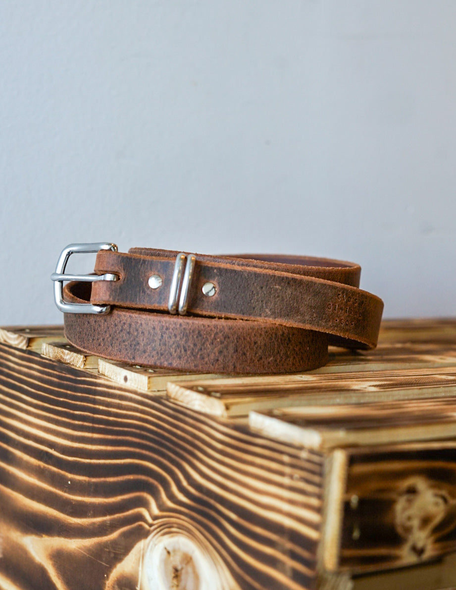 Women's Genuine Water Buffalo Leather Dress Belt - Buffalo Brown with Nickel Hardware for Office, Business & Formal Occasions