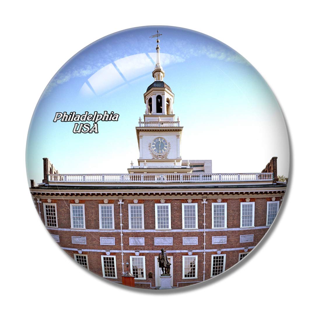 USA Independence Hall Philadelphia 3D Fridge Magnet - Souvenir Crystal Glass Whiteboard Magnet for Refrigerator, Office & Home Decor | Patriotic American Gift Idea