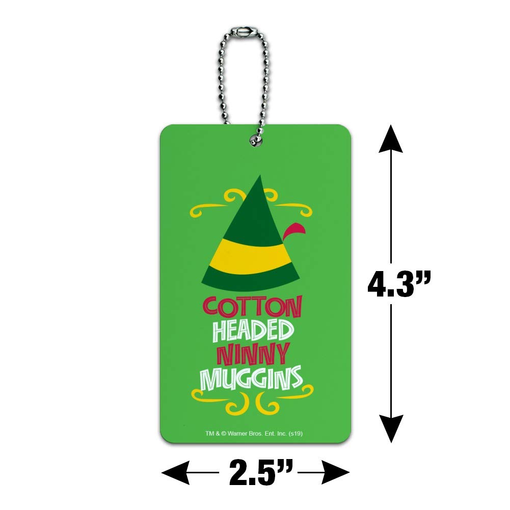 Elf Cotton Headed Ninny Muggins Luggage Tag - Durable Suitcase ID Card for Carry-On Bags - Perfect for Christmas Travel & Holiday Gift Giving