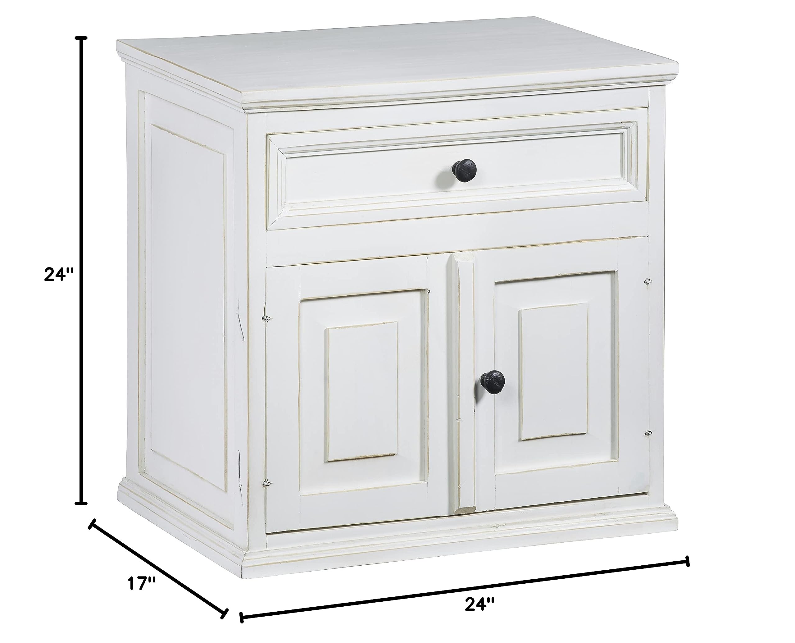 Progressive Furniture Carli Nightstand - White Wooden Bedside Table for Bedroom, Living Room & Guest Room | Modern End Table with Storage Shelf