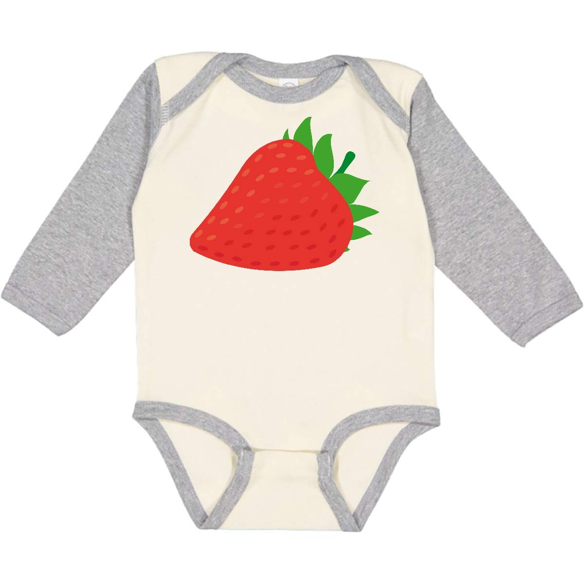 Inktastic Strawberry Fruit Print Baby Long Sleeve Bodysuit - Soft Cotton Creeper for Newborns & Infants - Perfect for Family Photos, Playdates & Everyday Wear