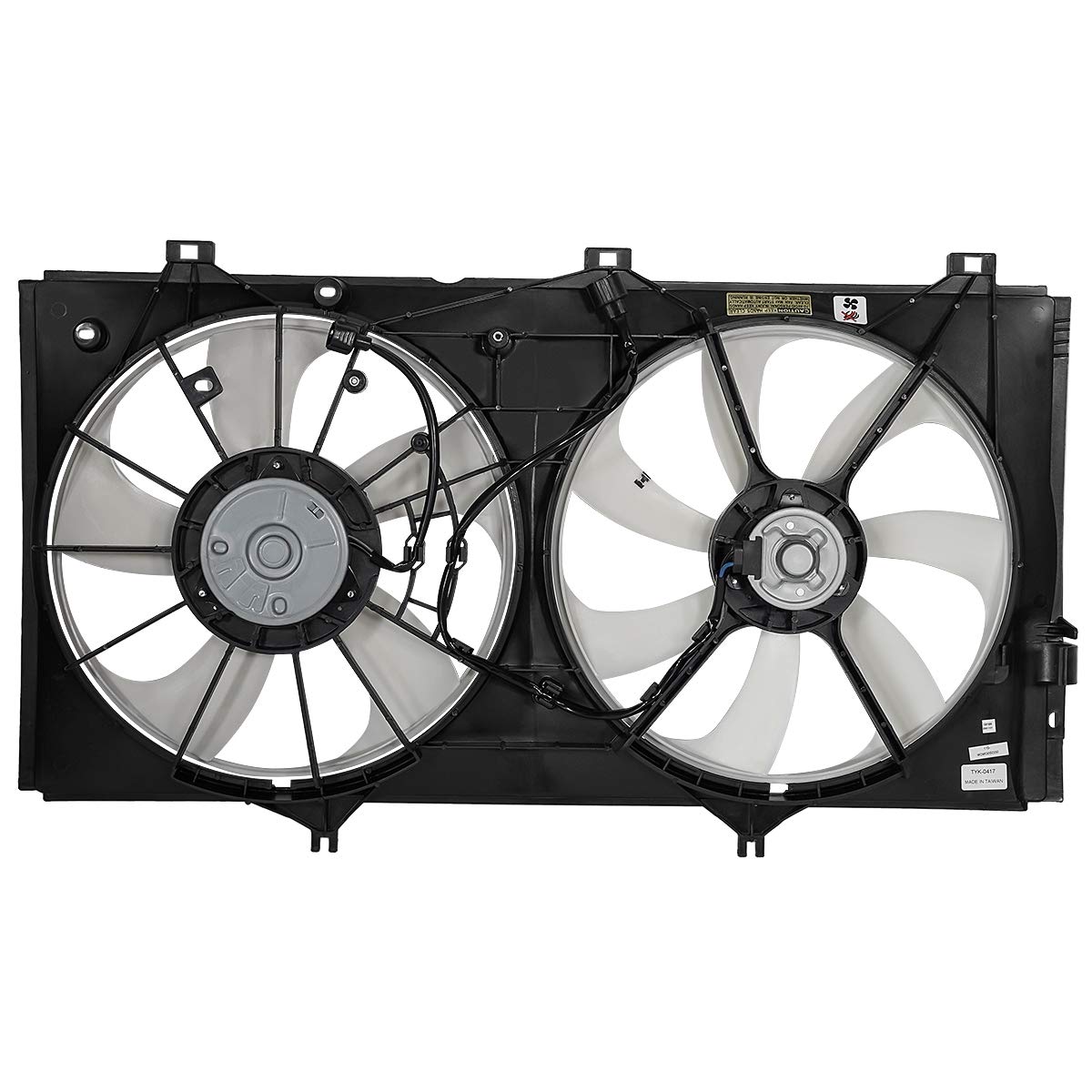 DNA Motoring OEM-RF-0265 TO3115165 Black Factory Style Radiator Cooling Fan Assembly Replacement - Perfect for Car Engine Cooling System Repair & Maintenance