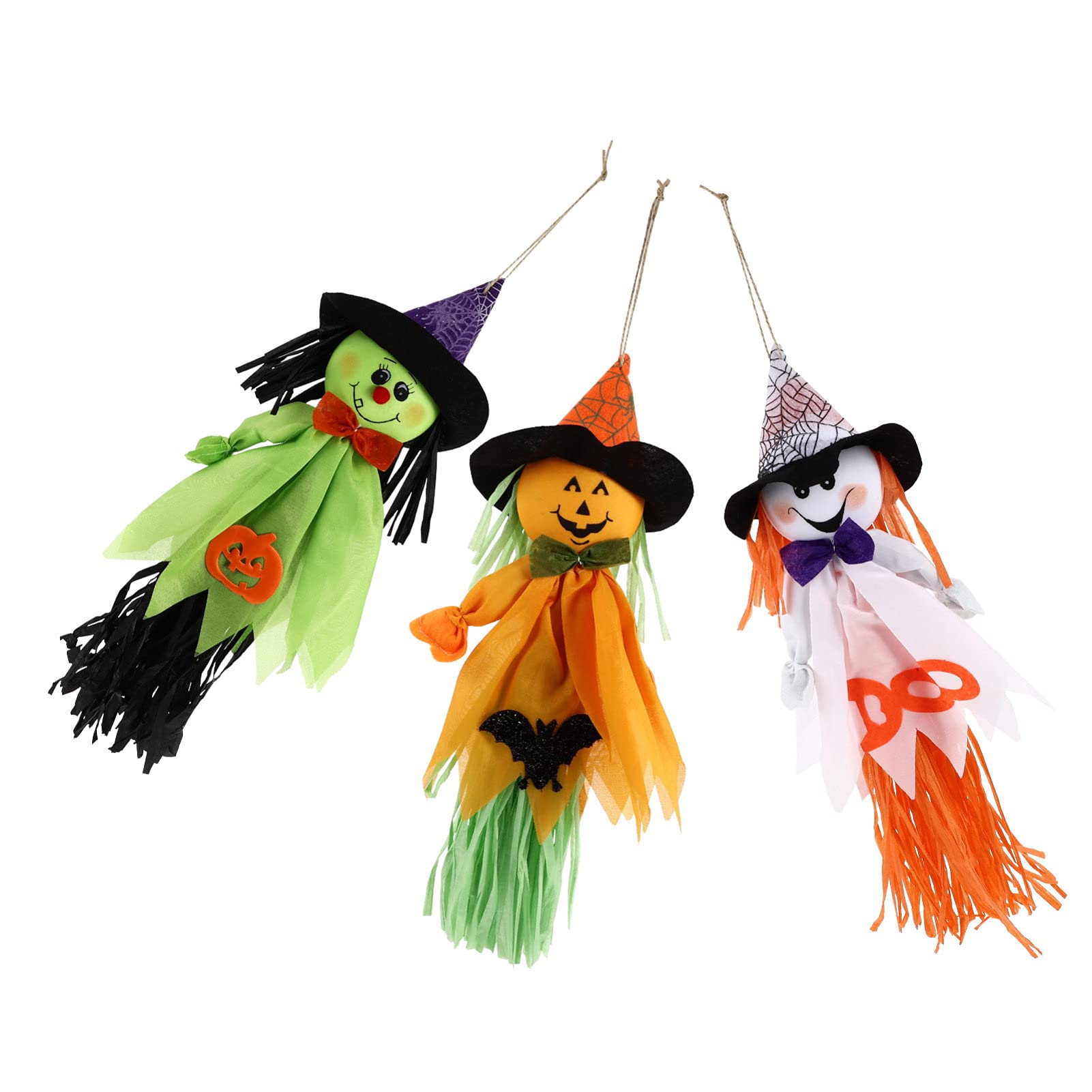 PRETYZOOM Halloween Decorations - Set of 3 Cute Witch Scarecrow Doll Figurines for Haunted House Party, Table Centerpiece & Home Decor | Spooky Witch Statue Ornaments for Halloween, Thanksgiving & Fall Season Decorating