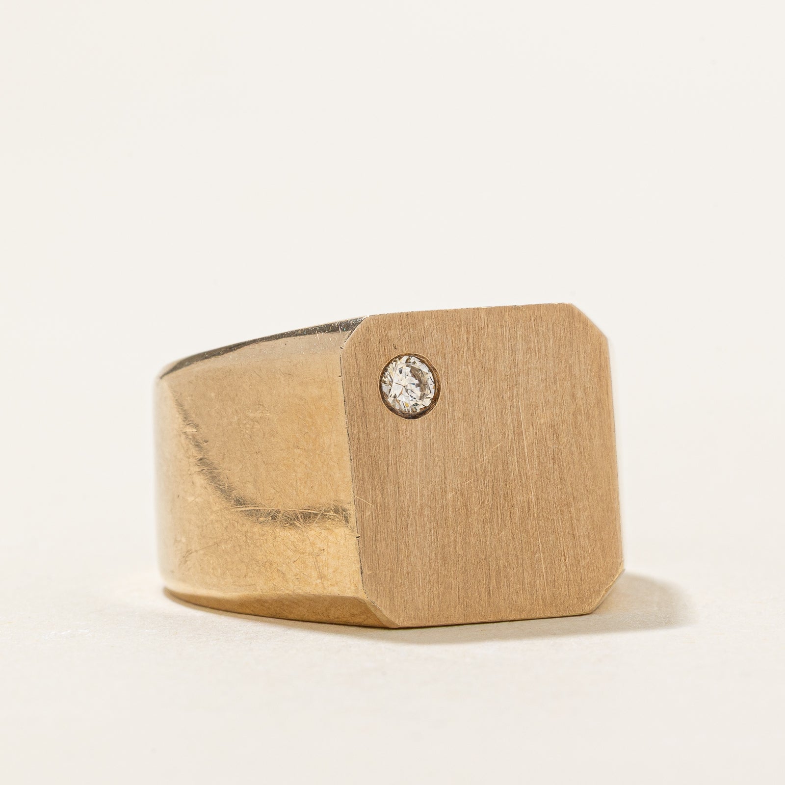 0.08ct Flush Diamond Signet Ring for Women - Size 9 | Minimalist Stackable Band for Everyday Wear & Special Occasions