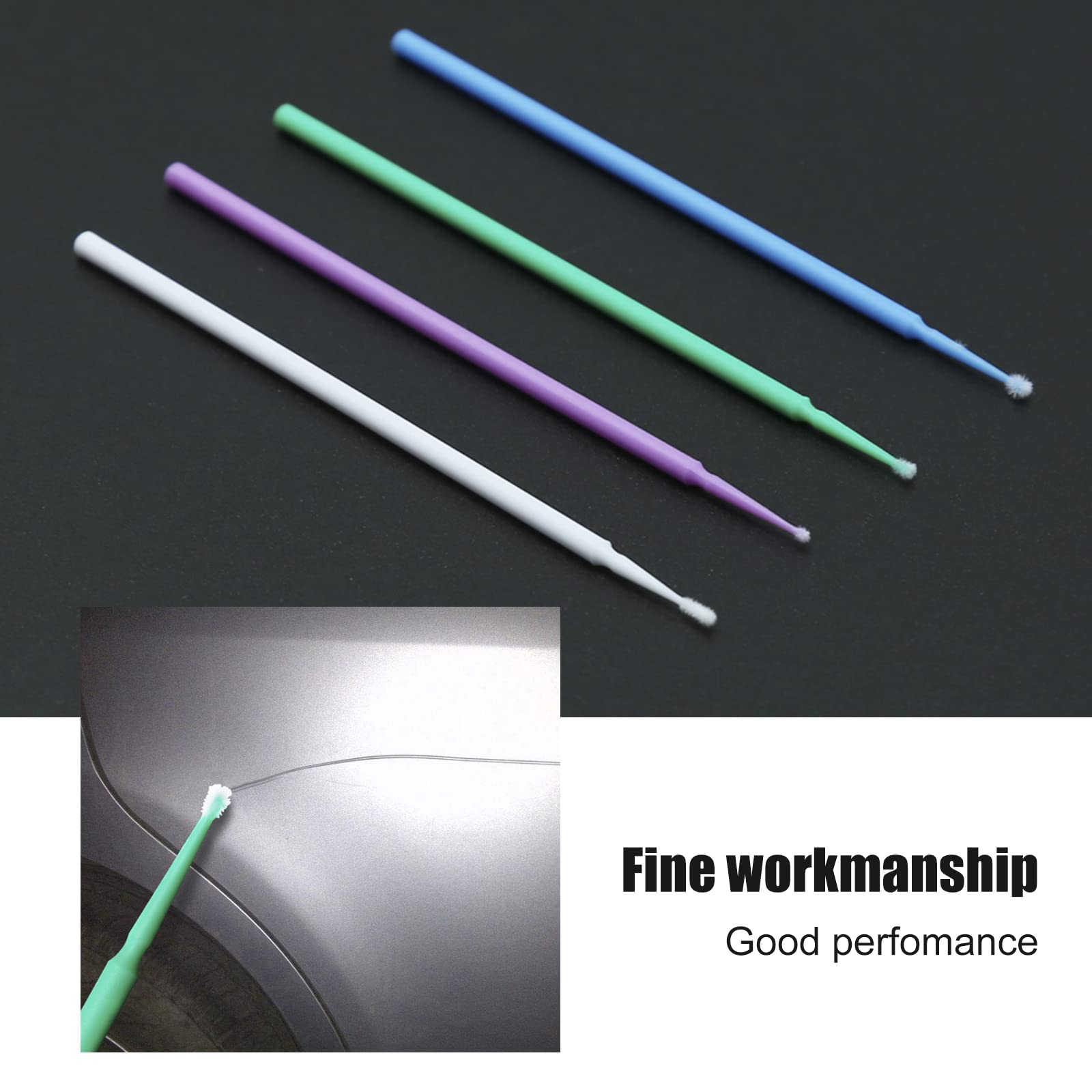 UOIENRT 200-Piece Touch Up Paint Brush Set - Micro Detail Brushes for Automotive Paint Repair, Stone Chips & Scratches (1.0mm, 1.3mm, 1.8mm, 2.5mm) - Disposable Applicators for Car Detailing & DIY Projects