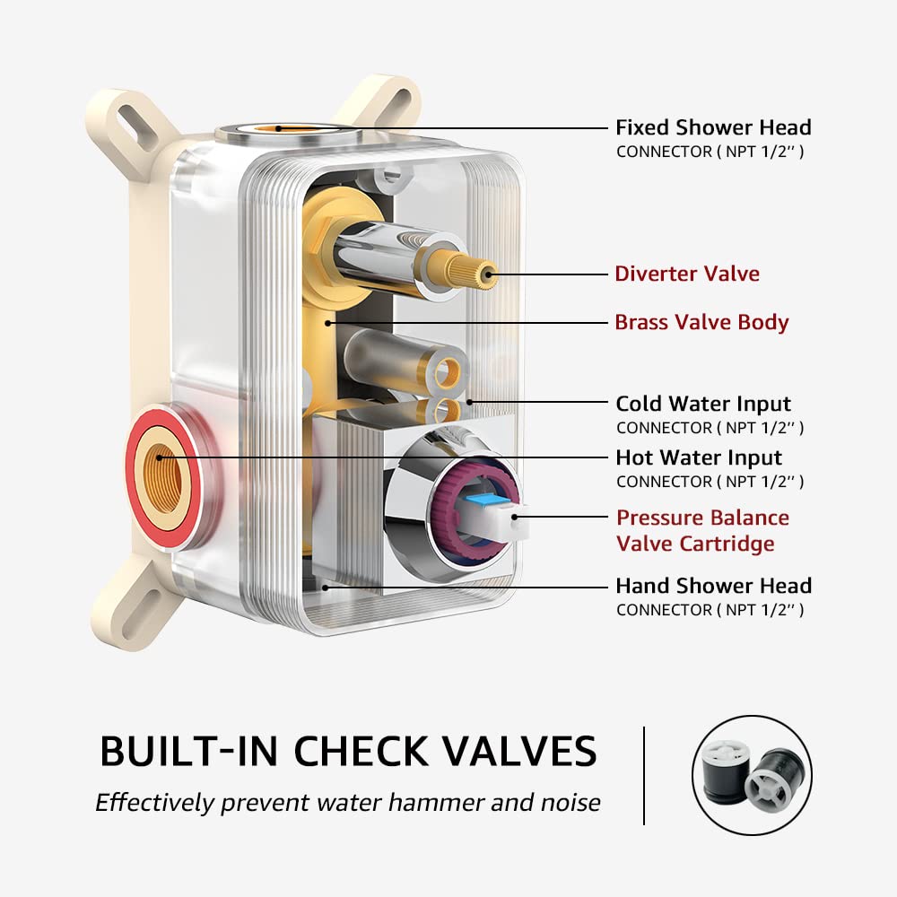 **High Pressure 10 Inch Rainfall Shower System with Handheld Shower Head & Wall Mounted Chrome Faucet Trim - Perfect for Spa-Like Bathroom Upgrades (Valve Included)**
