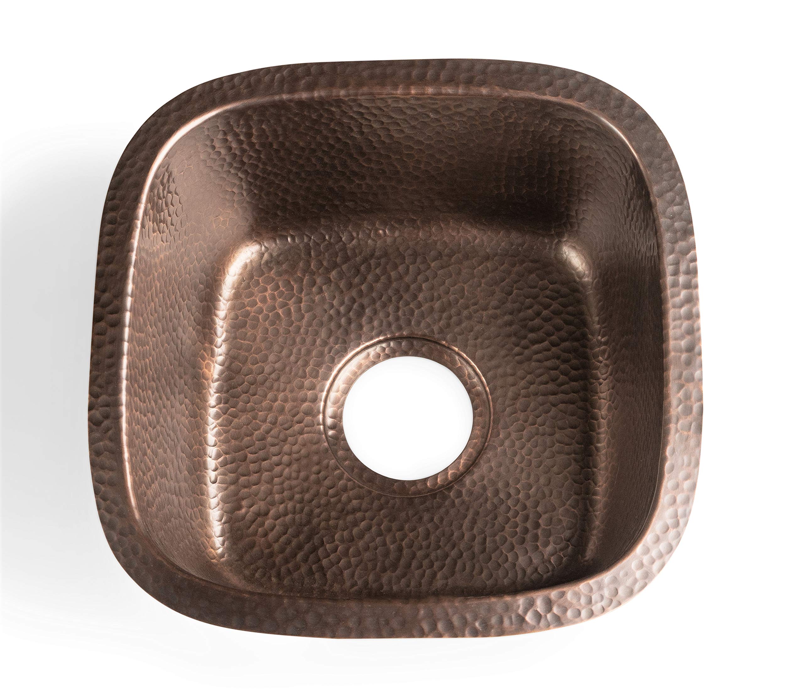 Monarch Abode 17091 Pure Copper Hand Hammered Atlas Dual Mount Bar Prep Sink (15 inches) - Premium Kitchen Sink for Bar, Restaurant & Home Use