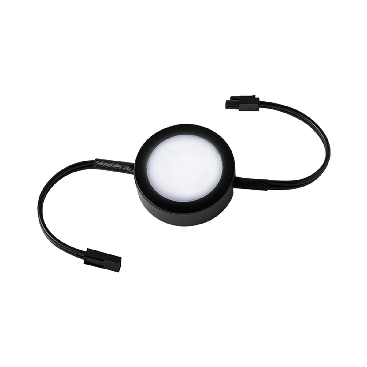 120V 3-Color Temperature LED Puck Light with Double Lead Wire - Black - Under Cabinet Lighting, Closet Lights, Shelf Illumination