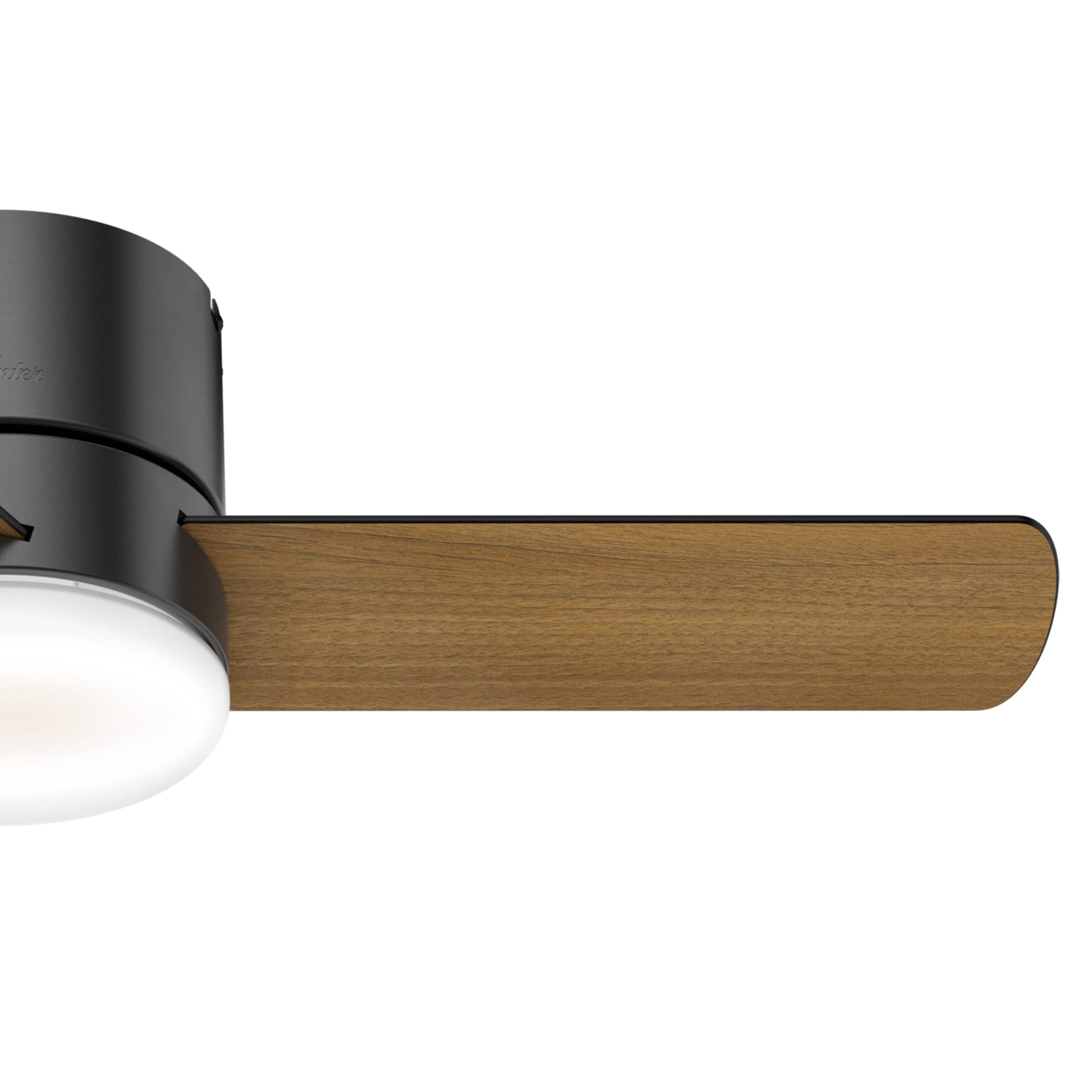 Hunter 59453 44-inch Minimus Ceiling Fan with Light Kit - Matte Black Finish - Modern Low Profile Flush Mount Design - Perfect for Bedrooms, Living Rooms & Small Spaces