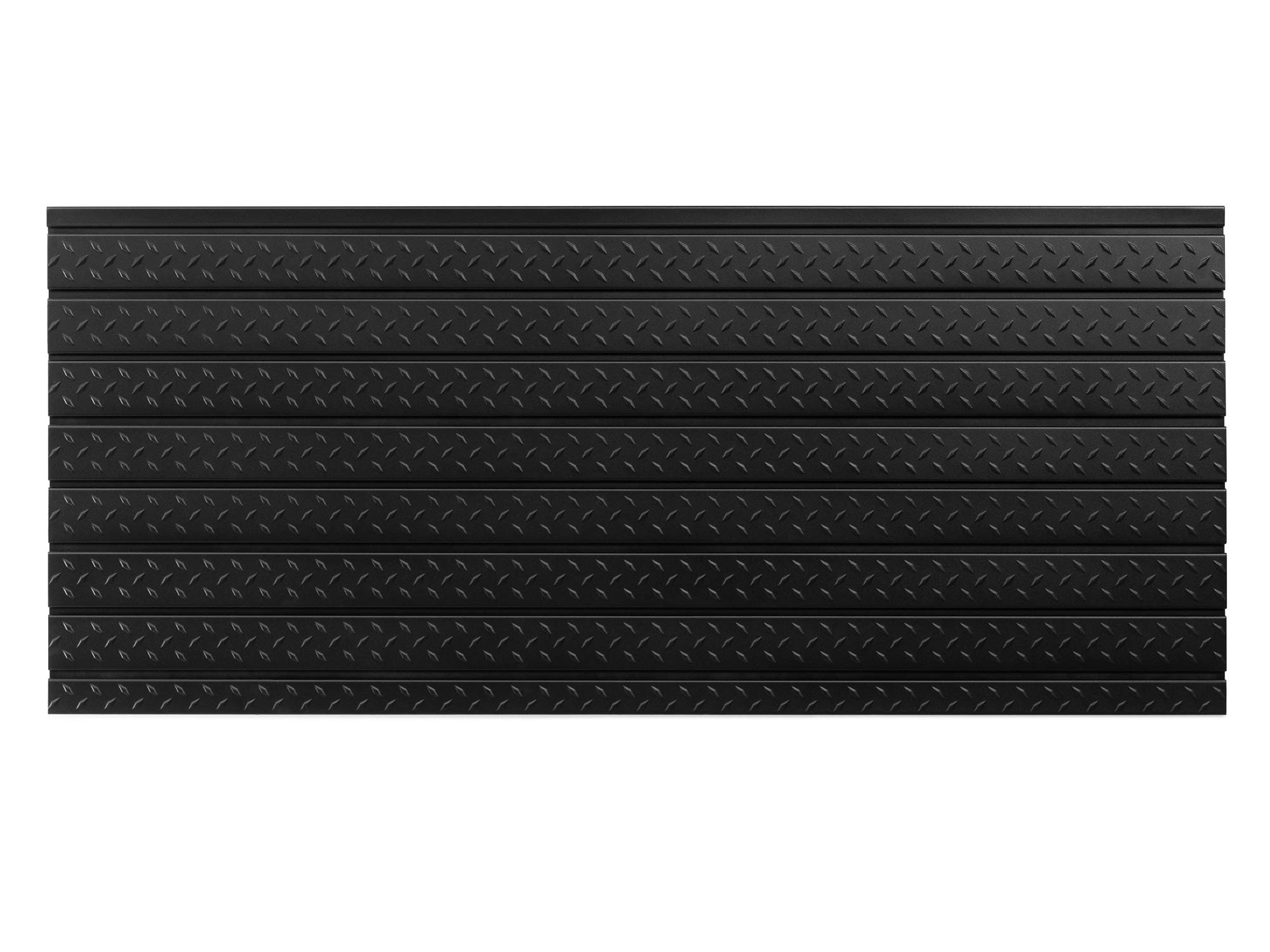 NewAge Products Pro Series 56-Inch x 24.5-Inch Black Diamond Plate Slatwall Backsplash | Heavy Duty Steel Garage Wall Organizer | Perfect for Garage Storage, Workshop Organization & Tool Display (Model 51716)