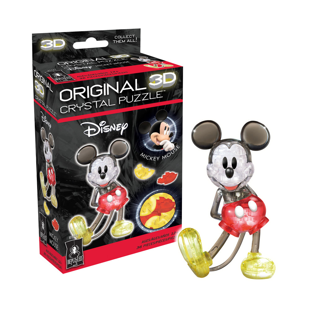 BePuzzled Disney Mickey Mouse 3D Crystal Puzzle - 36 Piece Brain Teaser for Kids & Adults | Fun Family Game Night & STEM Learning Activity