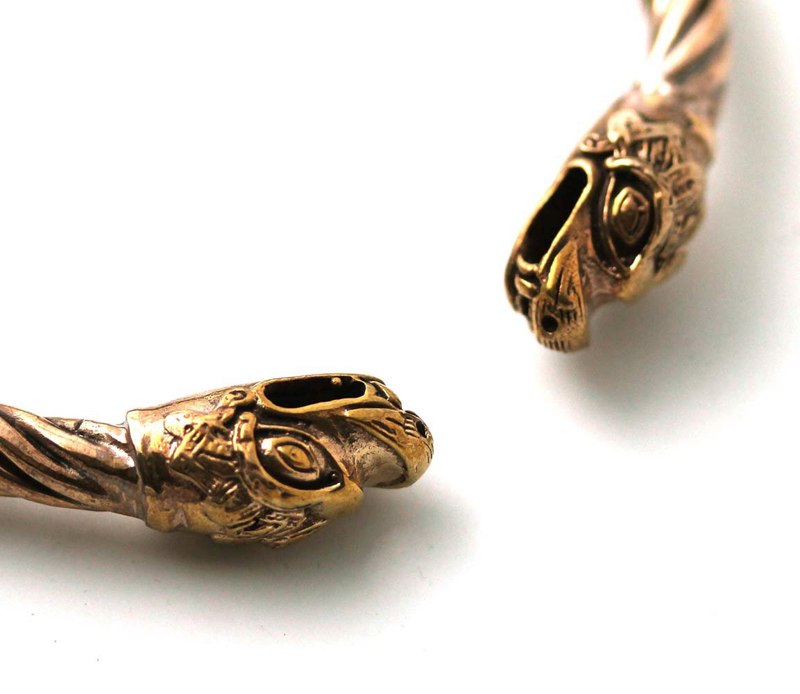 Viking Fenrir Wolf Head Twisted Cable Bangle Cuff Bracelet - Norse Pagan Jewelry for Men & Women - Perfect for LARP, Cosplay, and Viking Theme Events