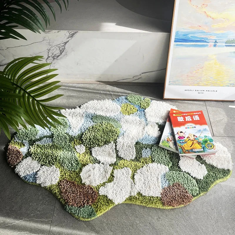 Abstract Forest Moss Tufted Accent Rug - Soft Modern Home Decor for Living Room, Bedroom & Nursery - Eco-Friendly Floor Mat for Cozy Interior Design