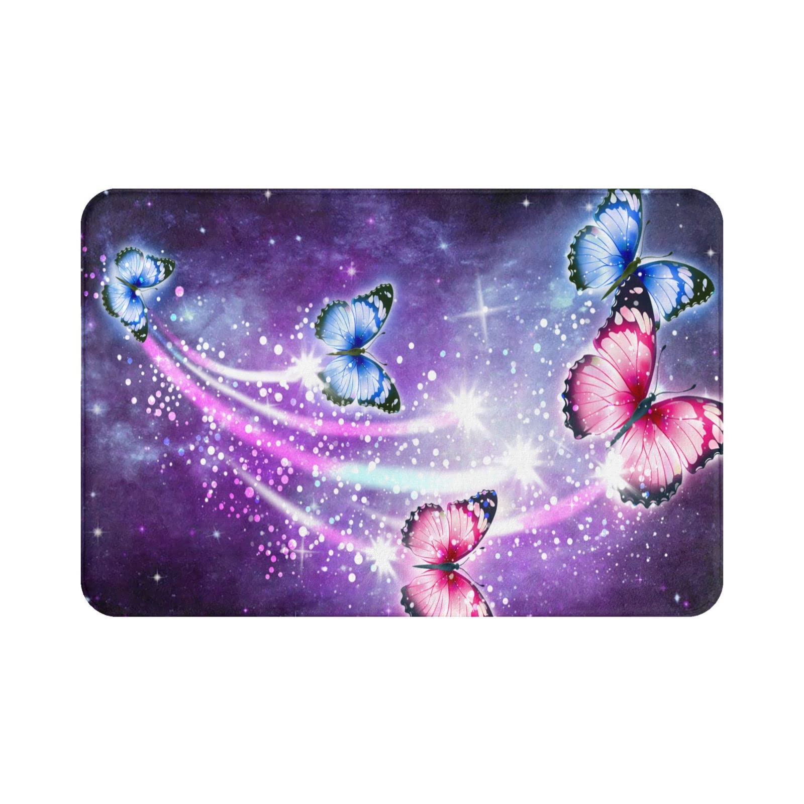 Soaaed Flannel Floor Mat - Washable Non-Slip Butterfly Design Bathroom Rug for Indoor Use | Perfect for Front Door, Kitchen, Bedroom, Laundry & Living Room | Soft & Cozy Home Decor Accessory