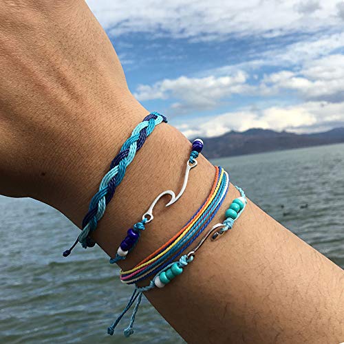 Blue Friendship Bracelets for Women - Adjustable Boho Bracelets, Sunflower Cute Bracelets, Stackable Surfer Beach Summer Essentials - Perfect for Gifts, Stocking Stuffers & Beach Vacations