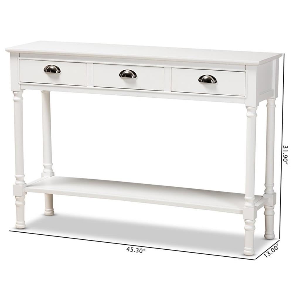 BOWERY HILL White Finished Wood 3-Drawer Entryway Console Table - Modern Hallway Entry Table with Storage for Small Spaces | Perfect for Foyer, Living Room & Apartment Decor