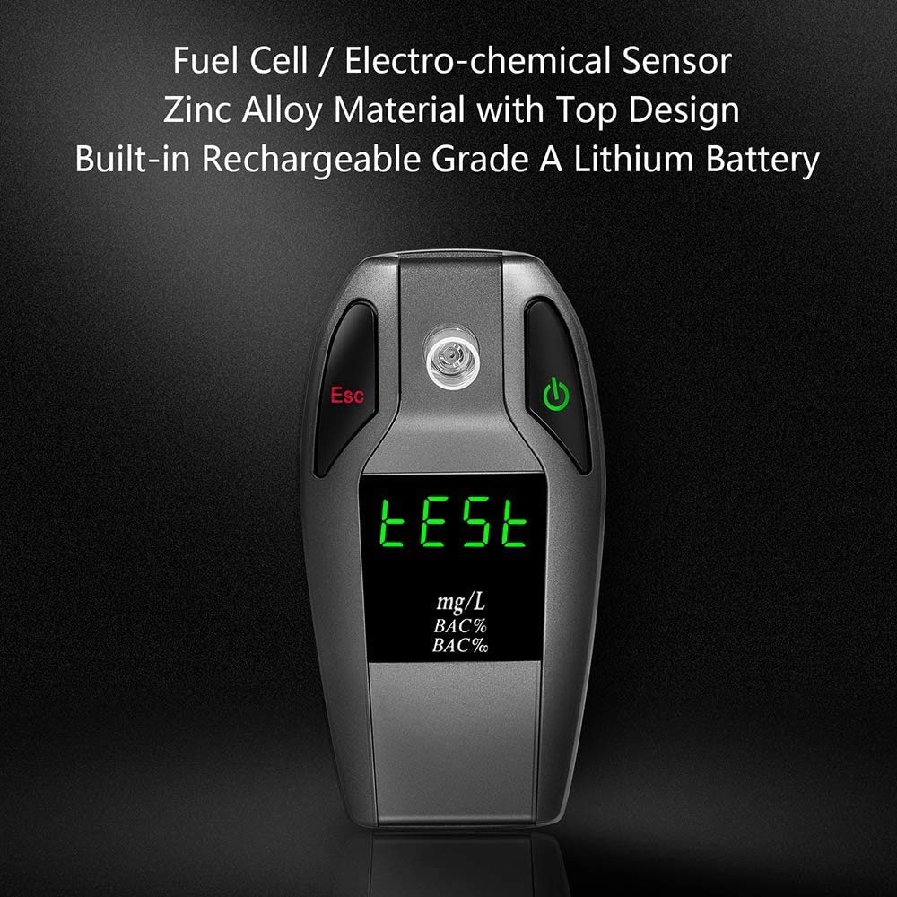 Professional Portable Breathalyzer with 5 Mouthpieces - High Accuracy Alcohol Tester for Personal & Workplace Use | Ideal for Parties, Driving Safety & Employee Testing