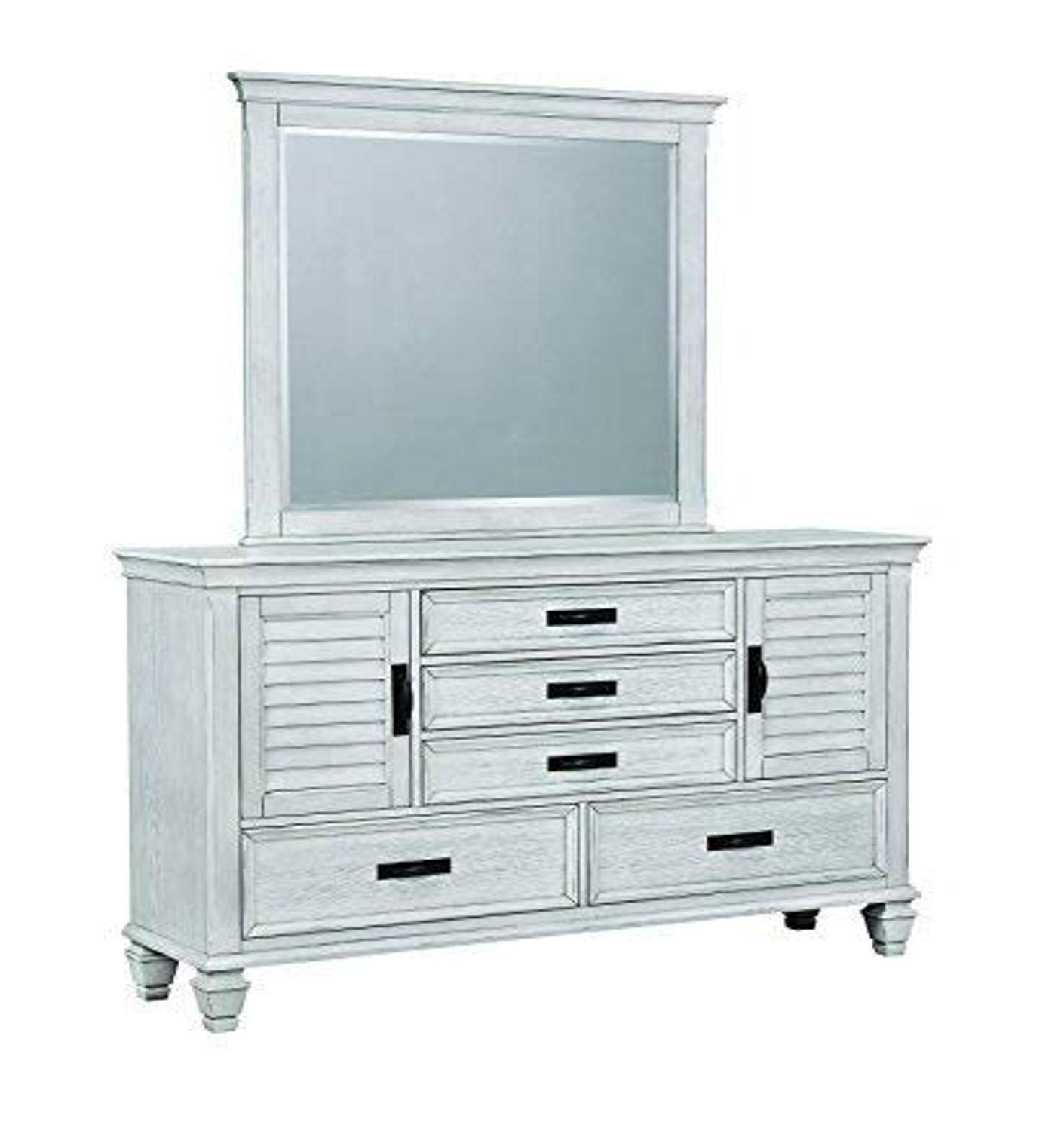 Coaster Home Furnishings Antique White Dresser Mirror - Perfect for Bedroom Vanity, Dresser Top & Home Decor