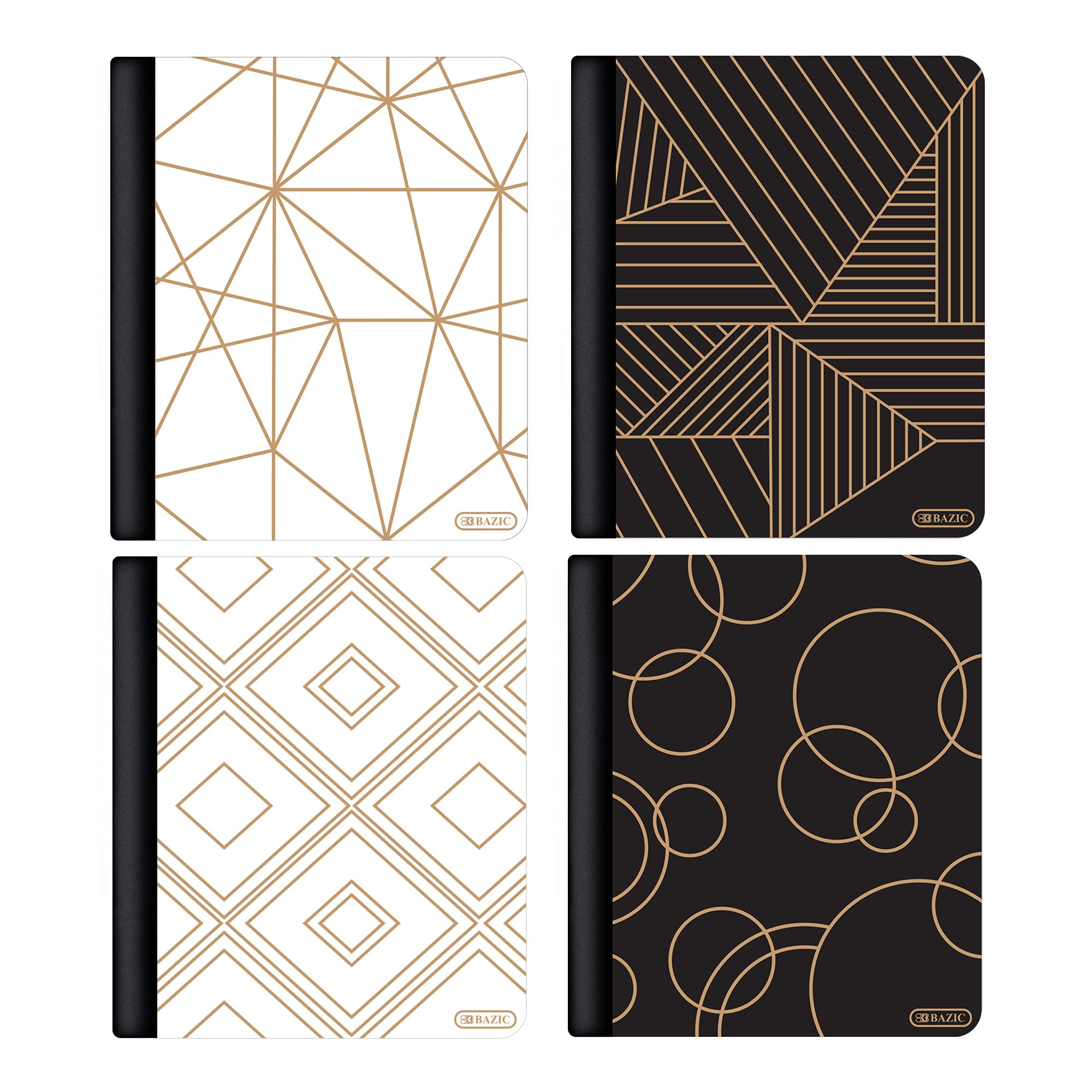 BAZIC 100-Sheet College Ruled Composition Notebook - Geometric Design Writing Journal, Lined Notebook for School & Office (48-Pack) - Perfect for Note Taking, Journaling & Classroom Supplies