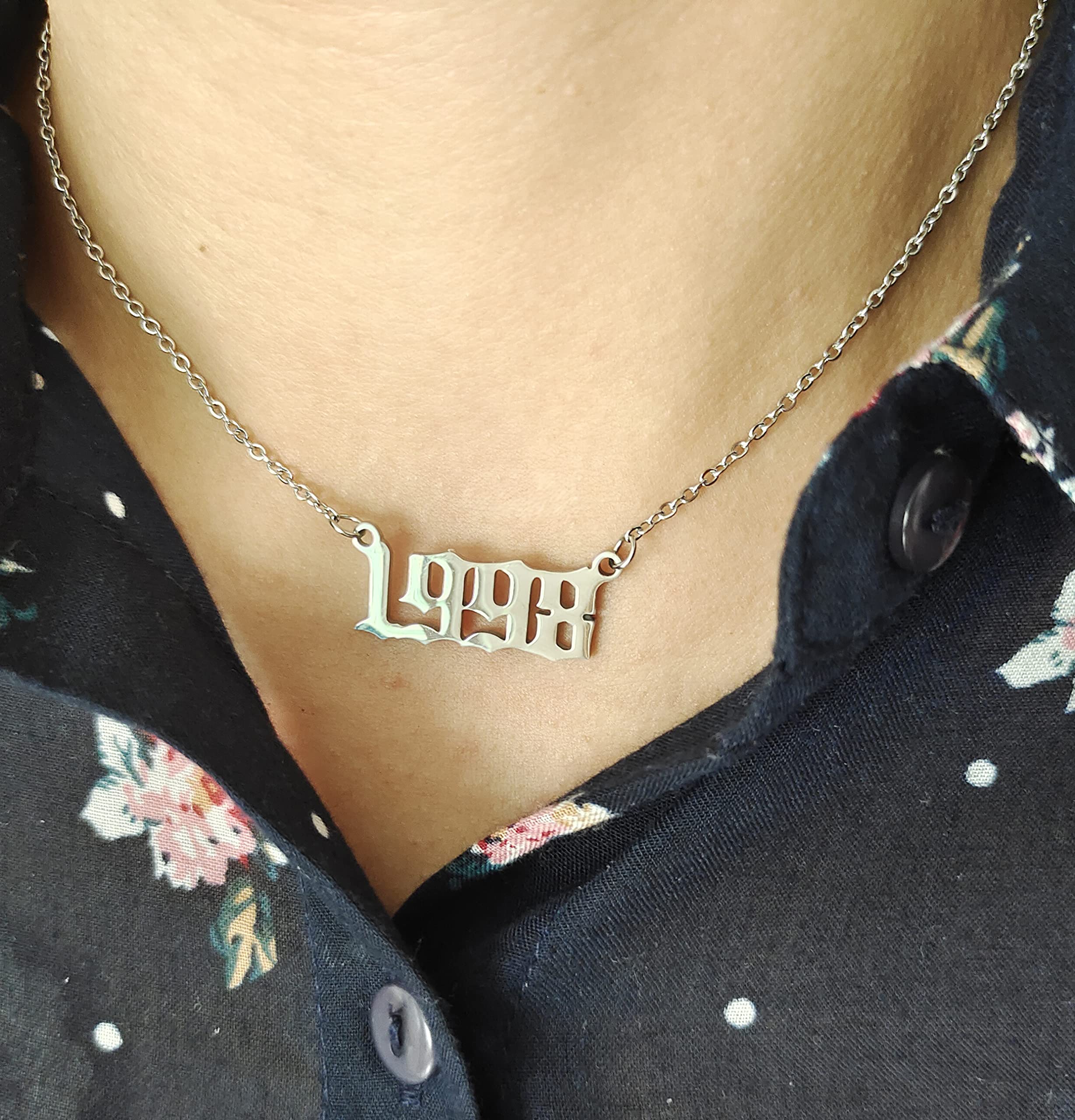 Women's Birth Year Necklace - Personalized Number Pendant Jewelry for Birthday, Friendship & Special Occasions | 18k Gold Plated or Silver Angel Charm Necklace | Perfect Gift for Anniversary, Graduation & Mother's Day
