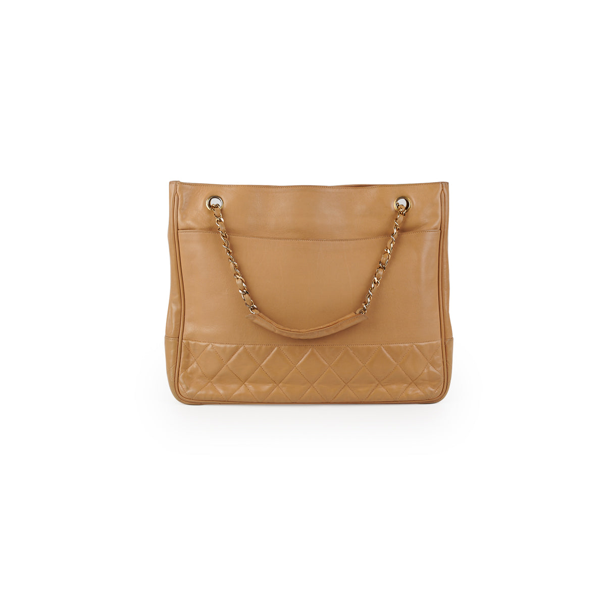 Chanel Vintage Beige Leather Shopper Tote Bag - Timeless Luxury Handbag for Women, Perfect for Work, Travel & Everyday Use