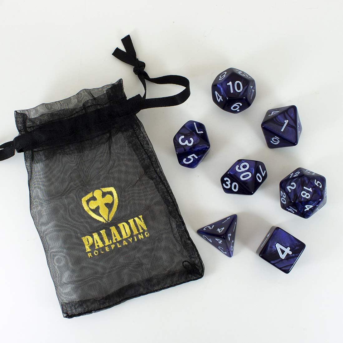 Blue Pearl RPG Dice Set - 7-Piece Polyhedral Dice for Dungeons & Dragons, Pathfinder & Tabletop Games - Perfect for Nightfall Campaigns & Fantasy Roleplaying