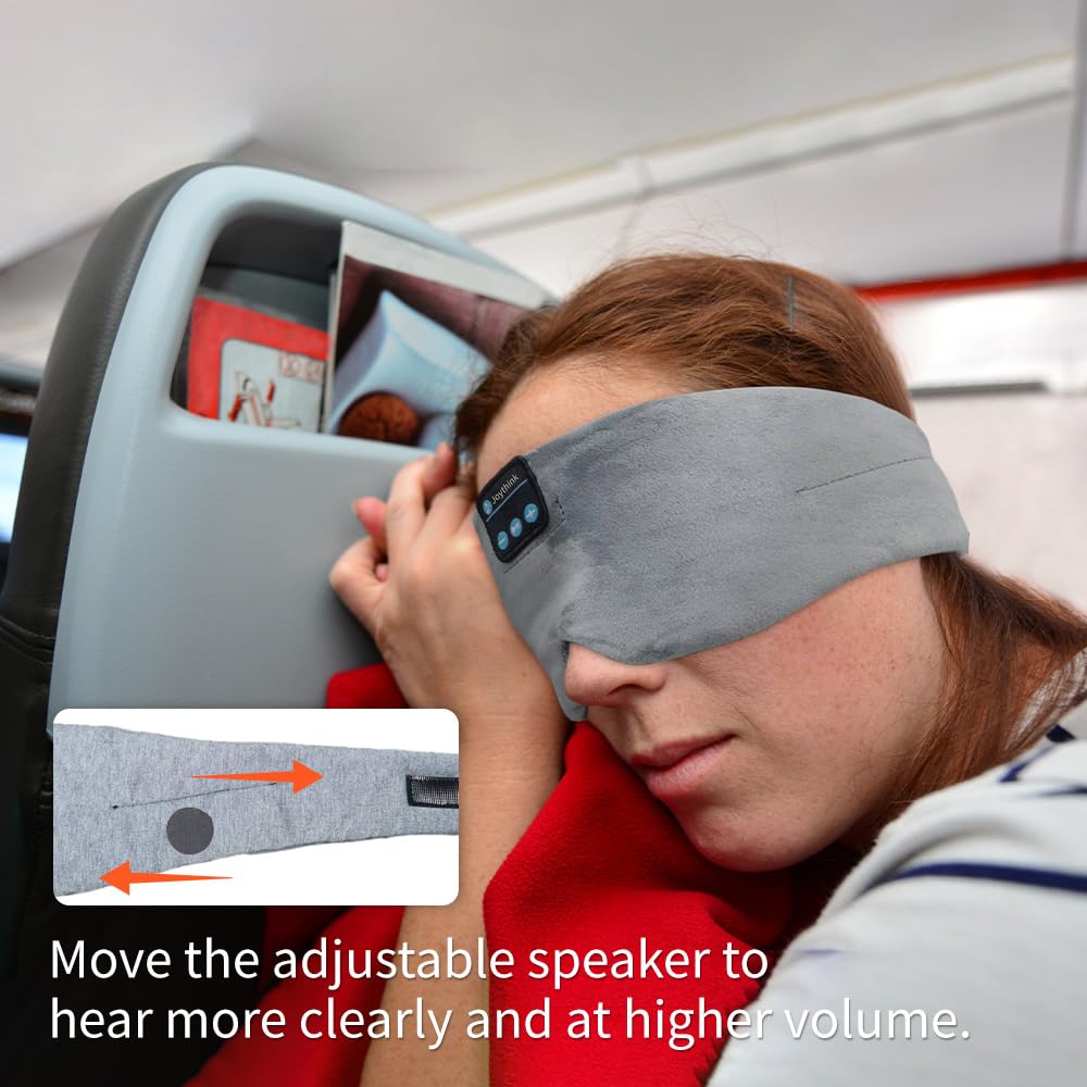 Bluetooth Sleep Mask for Women & Men - Adjustable Blackout Eye Mask with Built-in Headphones for Sleeping, Travel, Meditation - Perfect Gift (Grey) | Ideal for Nighttime Relaxation & Noise-Free Sleep
