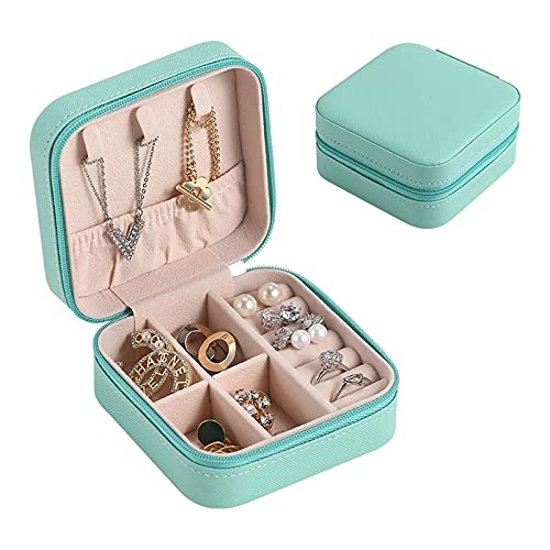 Portable PU Leather Jewelry Organizer Box - Travel Jewelry Storage Case for Earrings, Necklaces & Rings | Durable Green Jewelry Box for Women, Gift Packaging & Travel Use