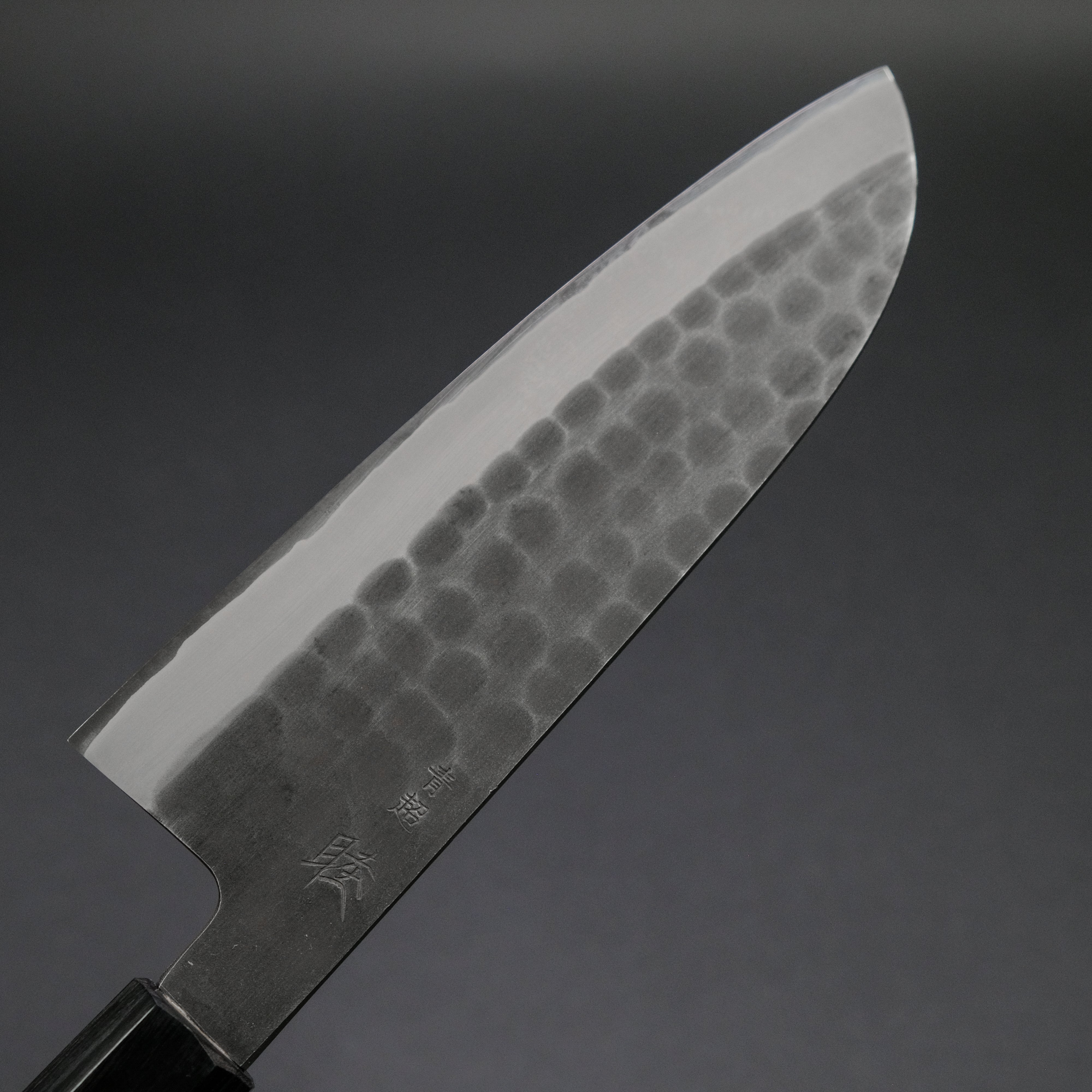 Mutsumi Blue Super Kurouchi Tsuchime Santoku Knife 165mm with Ebony Handle - Premium Japanese Kitchen Knife for Slicing, Dicing & Chopping Vegetables, Meat & Fish