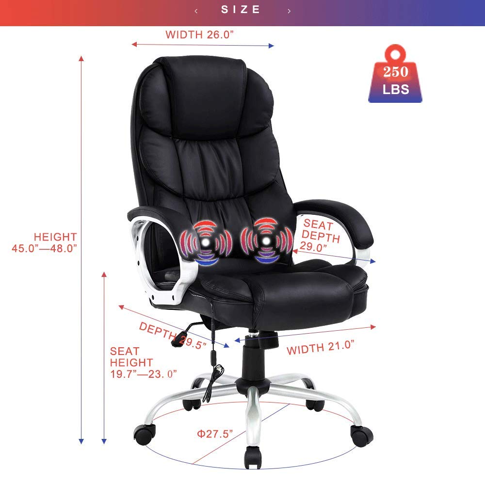 Ergonomic Office Chair with Lumbar Support & Headrest - High Back Executive Desk Chair, Adjustable Height & Swivel Rolling Computer Chair for Men & Women - Perfect for Home Office, Gaming & Workspaces - Black