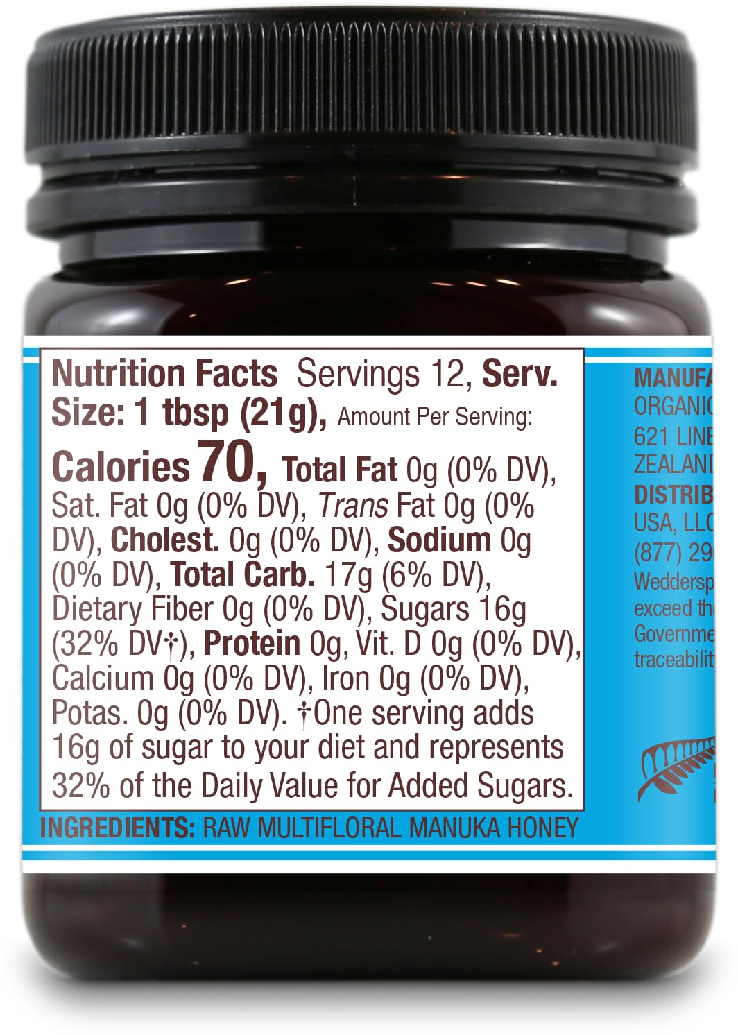 Wedderspoon Raw Manuka Honey KFactor 12, 8.8 Oz - Pure NZ Superfood for Wellness & Tea