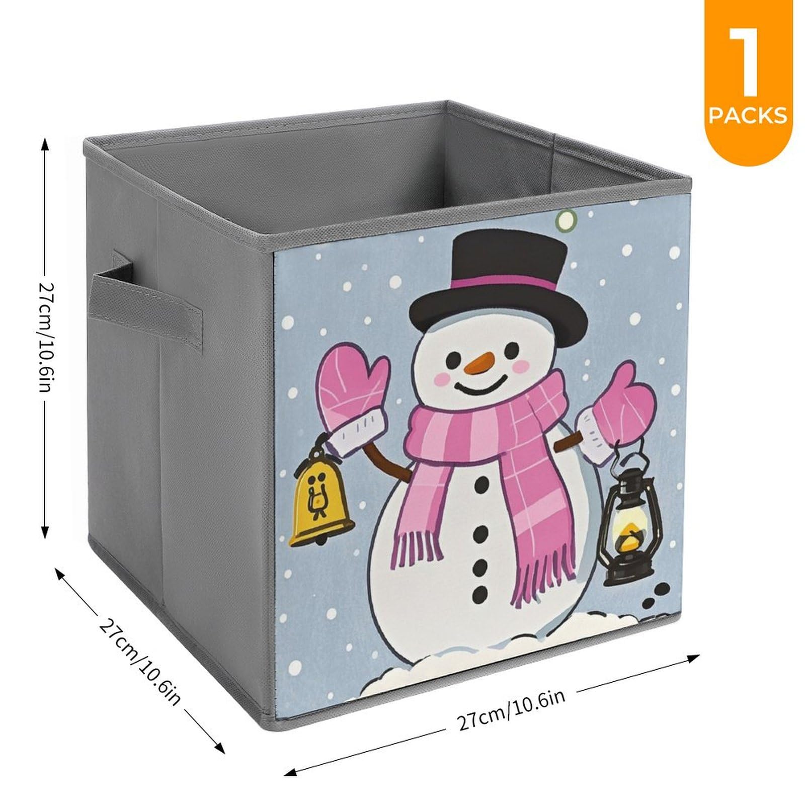 1PCS Foldable Storage Bin with Handle - Large Capacity Moving Box for Home Office Playroom Organization - Printed Snowy Night Design - Perfect for Toys, Books, Clothes & Household Items Storage