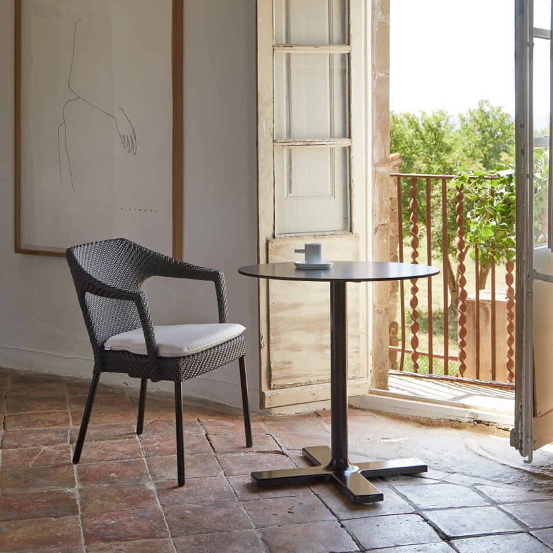 Compact Round Cafe Table - Small Space-Saving Bistro Table for Indoor & Outdoor Use - Perfect for Patio, Garden, Balcony, and Coffee Shops