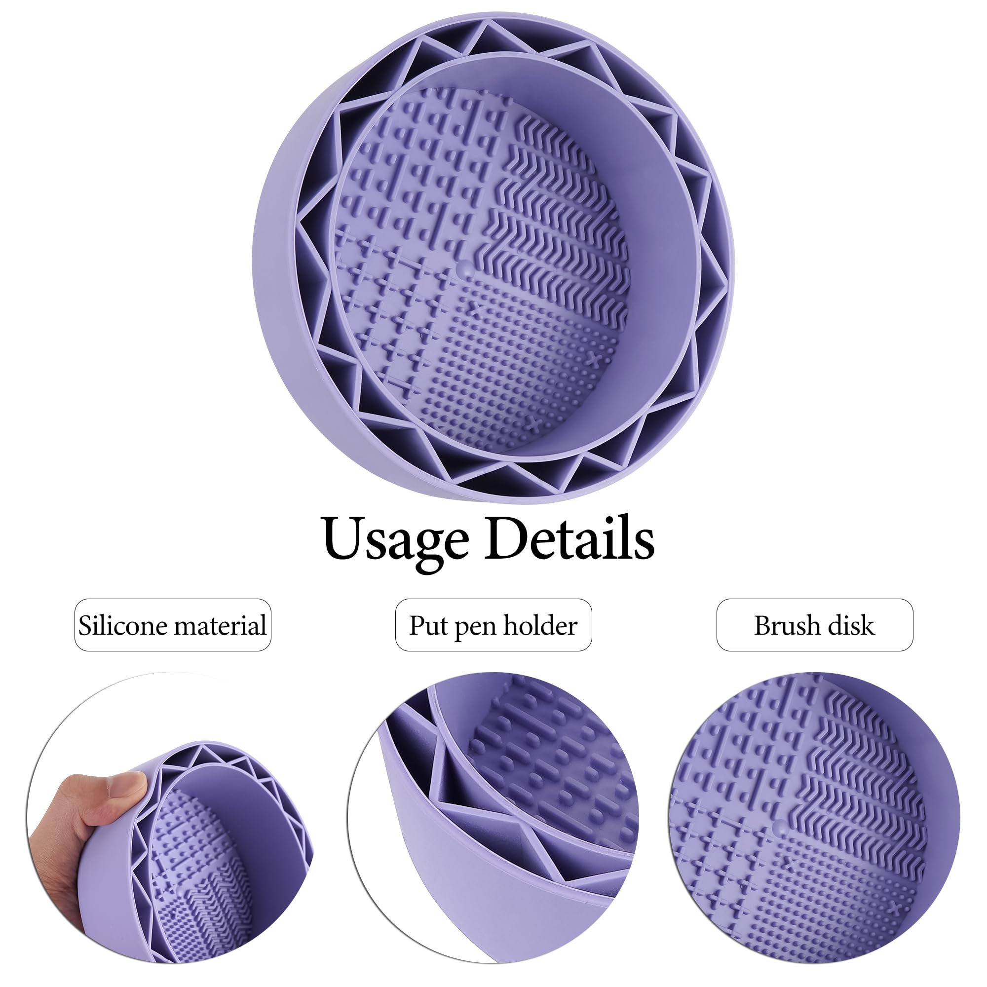 Silicone Brush Washer Cup - Watercolor & Acrylic Paint Cleaner (Purple) for Artists Studio