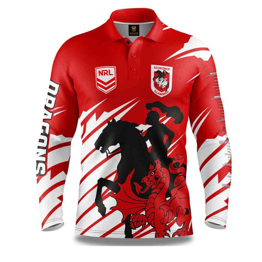 St George Dragons 'Ignition' Performance Fishing Shirt for Men - Quick-Dry UV Protection Shirt for Outdoor Fishing & Boating Activities