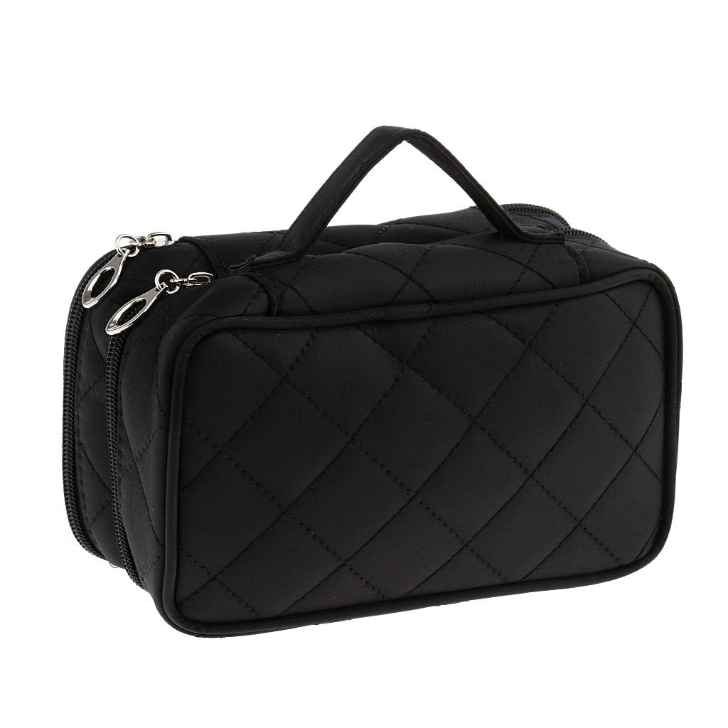 Losa 2-Layer Waterproof Travel Cosmetic Bag - Makeup Organizer & Toiletry Pouch for Women (Black) | Perfect for Vacation, Gym, Business Trips & Daily Essentials Storage