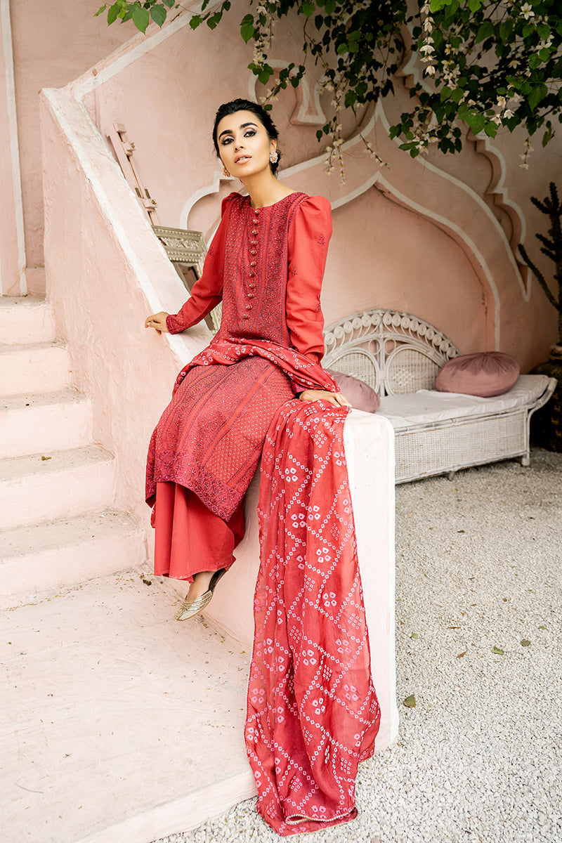 Mandarin Mars Embroidered Lawn 3-Piece Set - Elegant Floral Design for Women's Summer Dresses & Casual Outfits